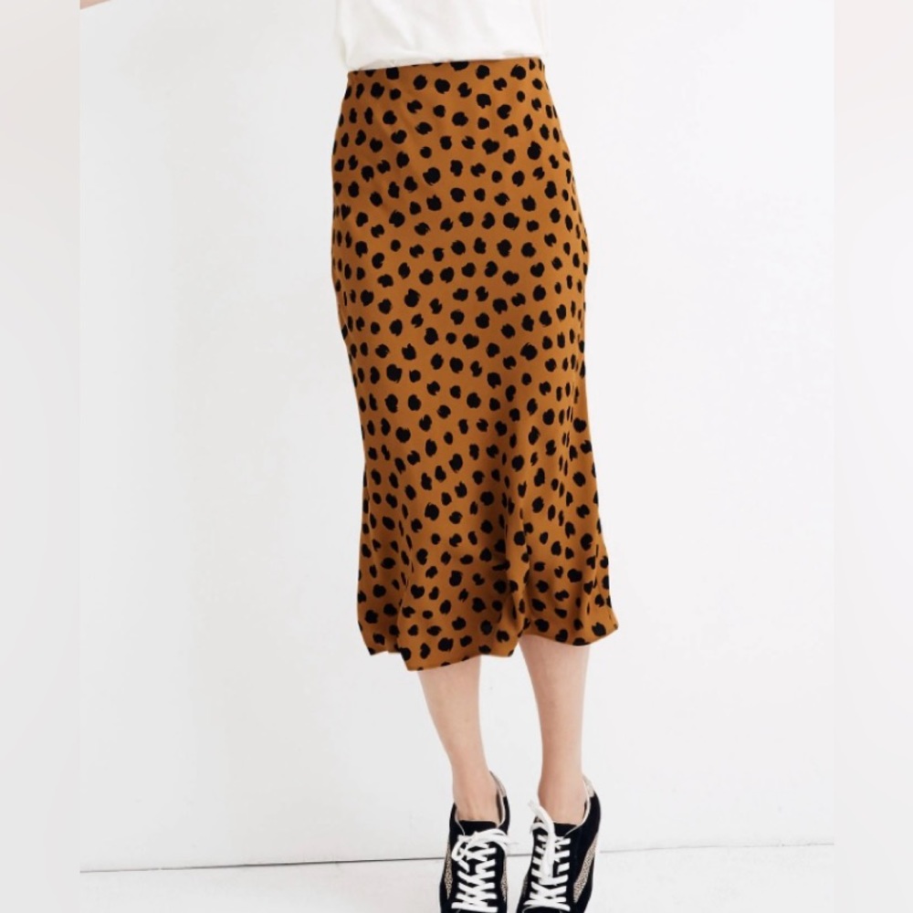 NWT Madewell Women’s Midi Length Animal Print Skirt Black/Mustard Color Size 4